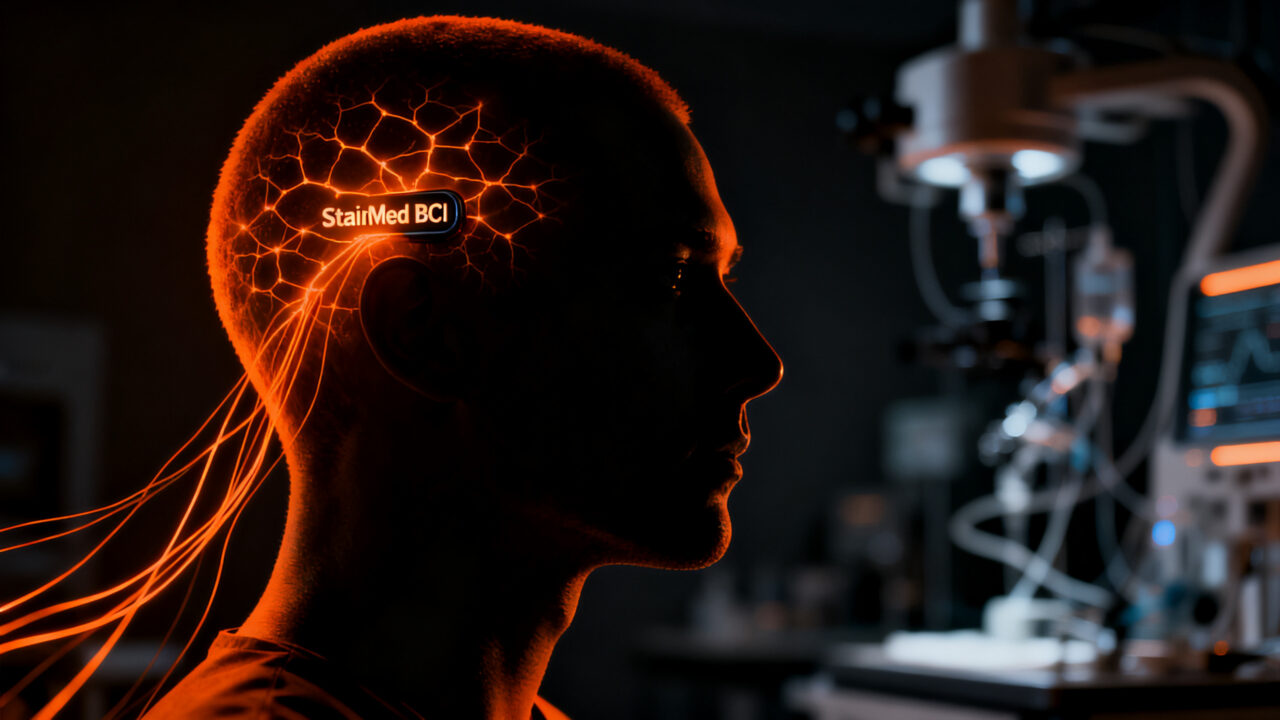 Implante cerebral StairMed, tecnología BCI competidora de Neuralink en el mercado de dispositivos médicos.