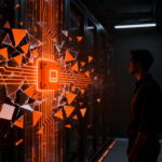 Especialista en ciberseguridad analizando vulnerabilidades en una red neuronal compleja, representando el red teaming de IA de la startup Irregular.