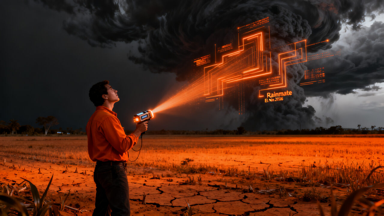 Startup agrotech utilizando tecnología de estimulación de lluvias para combatir la sequía en campos mexicanos ante el fenómeno de El Niño 2026.