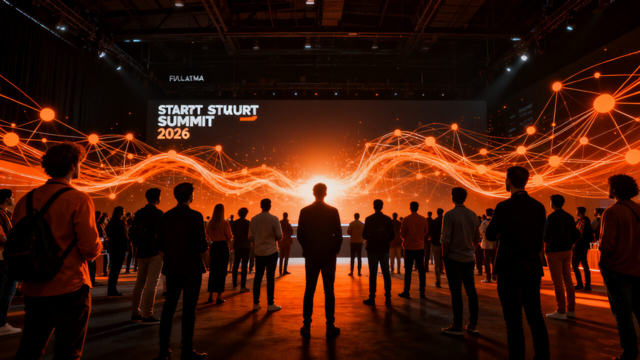 Multitud de emprendedores conectados en el Startup Summit 2026 en Florianópolis, representando el crecimiento del ecosistema startup en Brasil y LATAM.