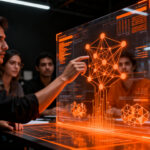 Emprendedores en Bogotá participando en talleres de IA y automatización para startups, formación gratuita.