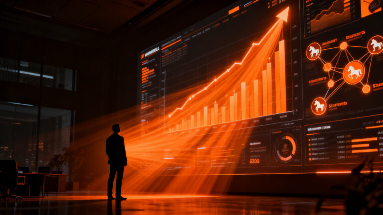 Inversor de capital riesgo analizando datos de startups unicornio y tendencias de financiación de IA para 2026.