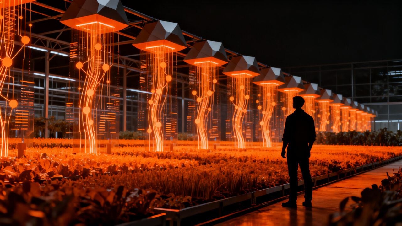 Innovación tecnológica en el sector agroindustrial, representando eficiencia operativa y competitividad global en agricultura tech.