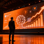 Emprendedor analizando tendencias de e-commerce y live commerce en un entorno futurista de Mercado Libre Experience 2026.