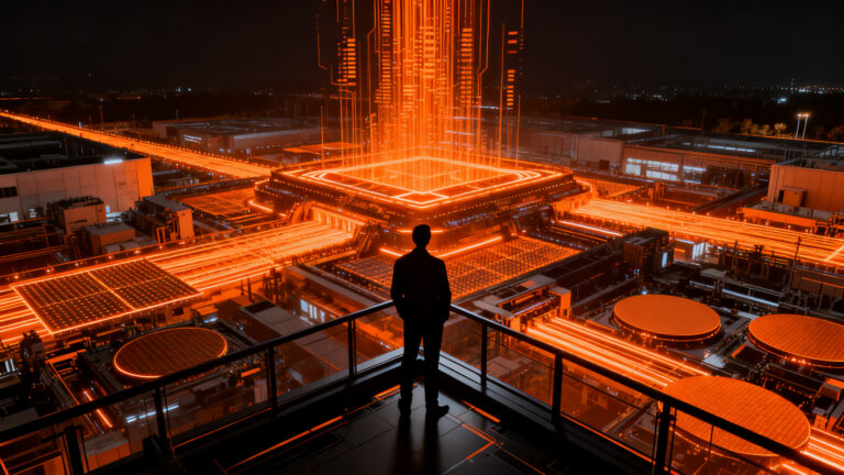Megafábrica de semiconductores Terafab de Elon Musk, representando la revolución en la cadena de suministro de chips y tecnología de IA.