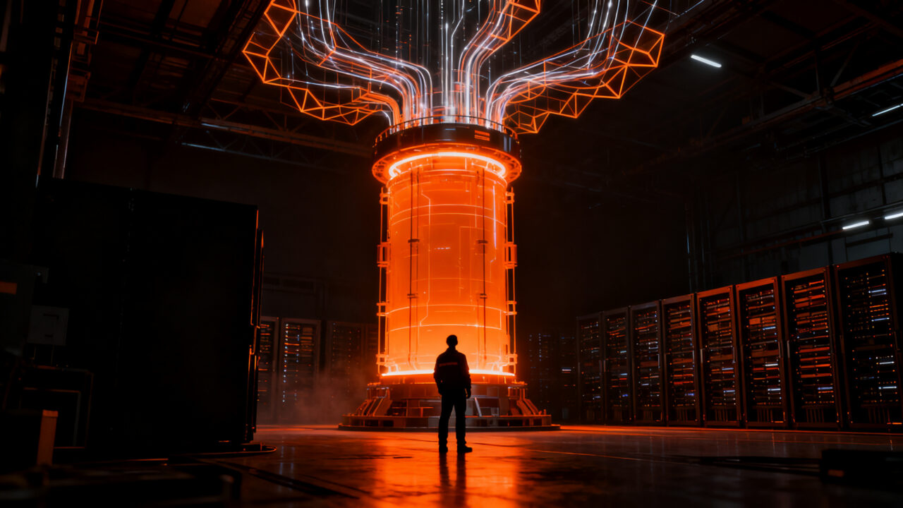 Proyecto de reactor nuclear de TerraPower alimentando centros de datos de IA, simbolizando la nueva era de energía sostenible para tecnología.