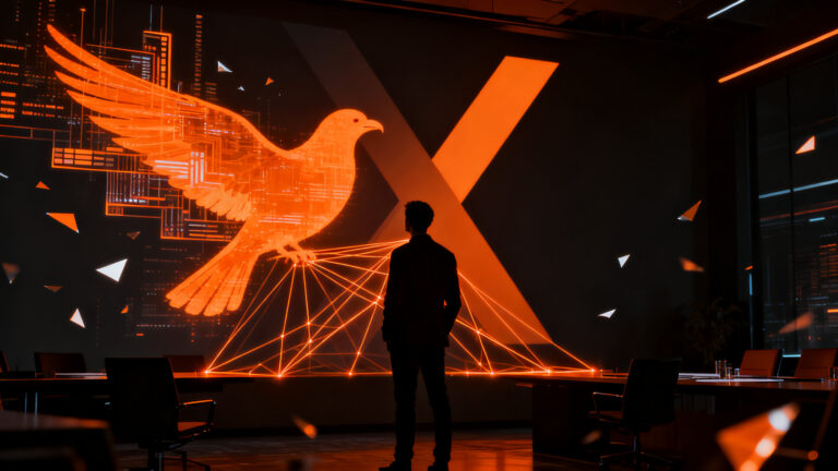 Imagen conceptual de litigio de marca y redes sociales, representando la batalla legal entre Twitter.now y X Corp en el ecosistema startup.
