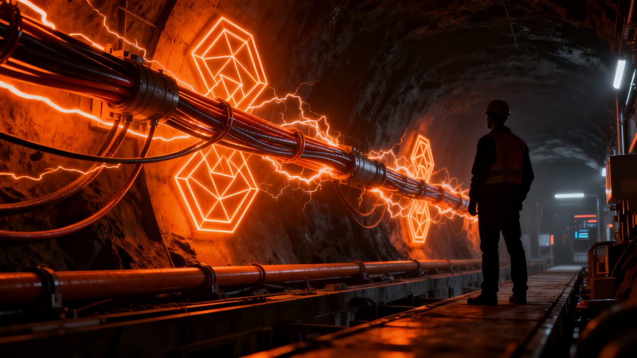 Emprendedores chilenos analizando infraestructura energética subterránea para innovación en alta tensión.