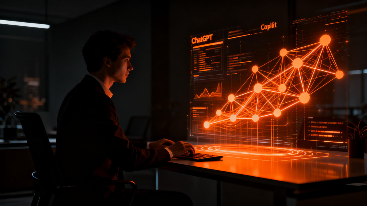 Estudiante profesional utilizando herramientas de Inteligencia Artificial para gestión empresarial, curso de la Universidad de León.