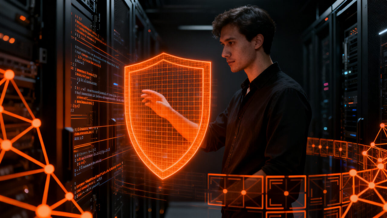 Desarrollador configurando seguridad de firewall para aplicaciones de IA en Vercel Sandbox, protegiendo código en el plan Hobby.