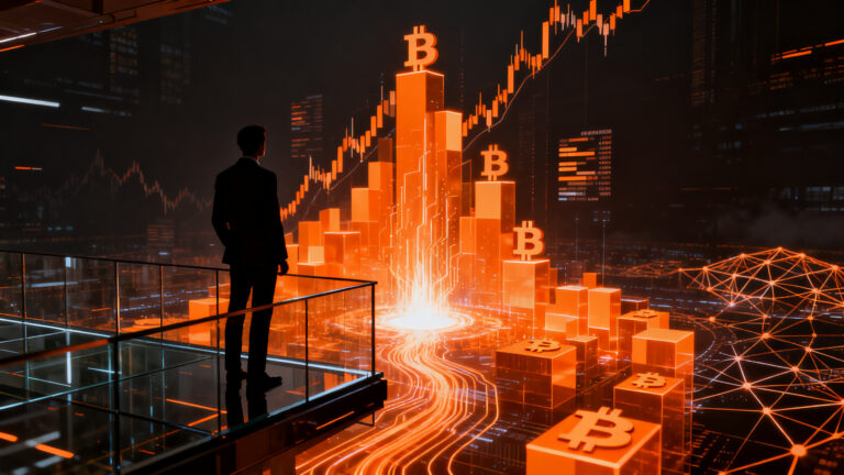 Análisis de mercado financiero con Nvidia y Bitcoin al alza, simbolizando el auge de la inversión tecnológica y criptoactivos.