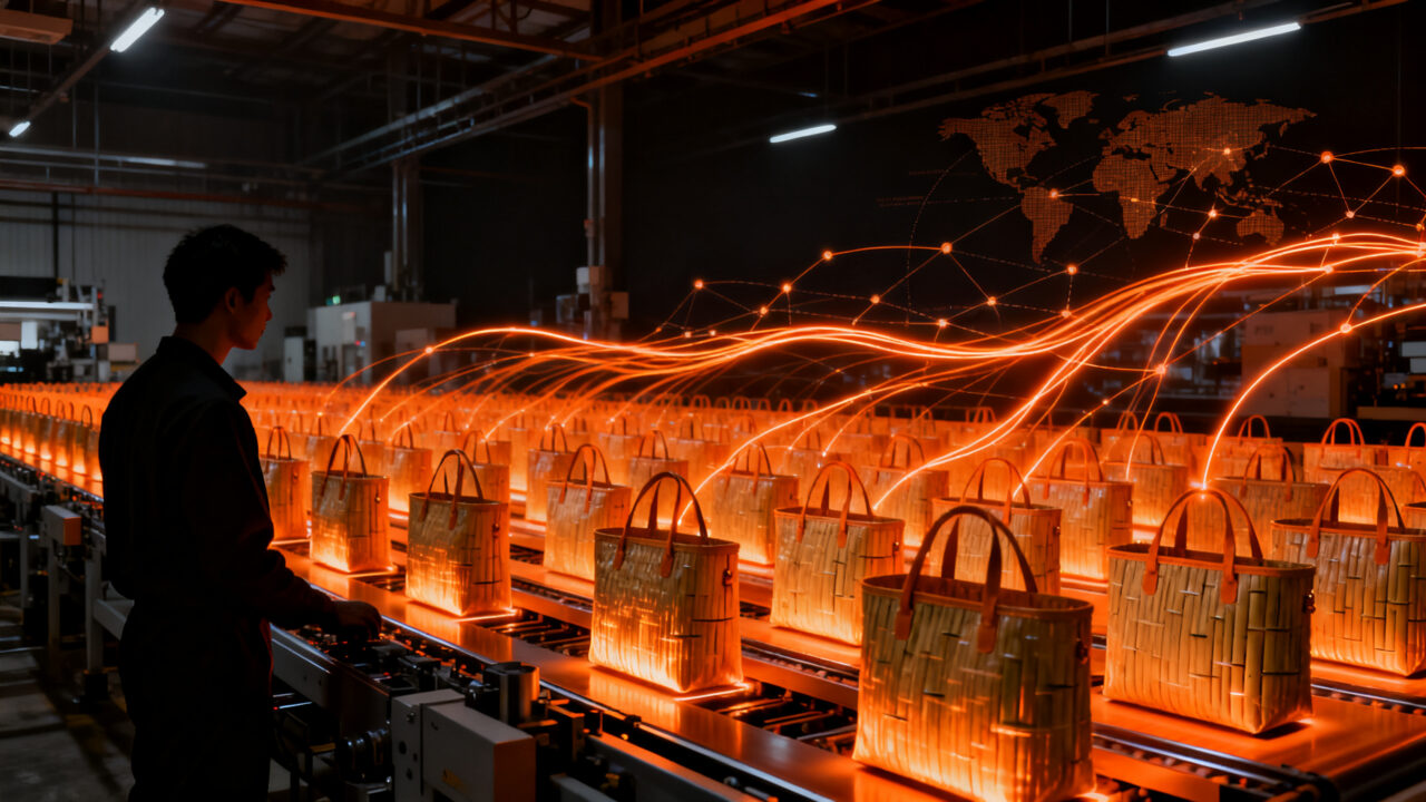 Startup Yangzhu Technology liderando la producción masiva de bolsas biodegradables de bambú para logística sostenible.
