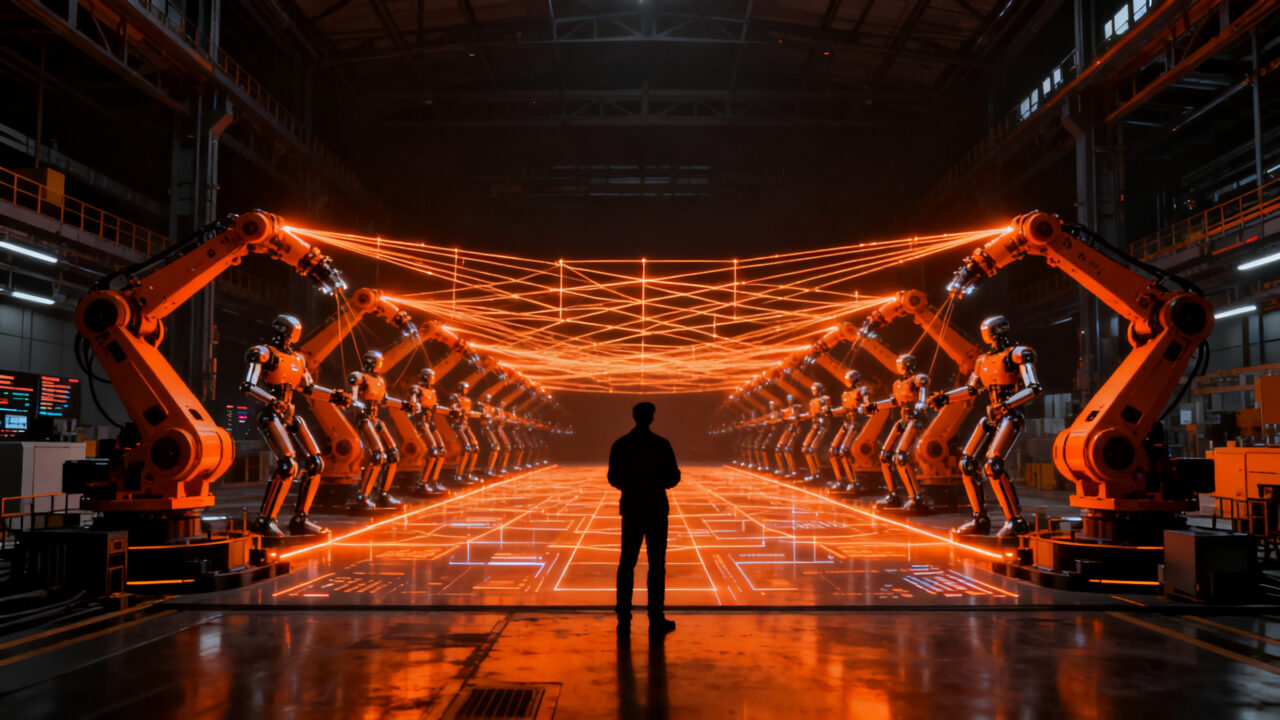 Cinco millones de robots industriales operando en fábricas, representando la automatización y la industria 4.0 a nivel global.