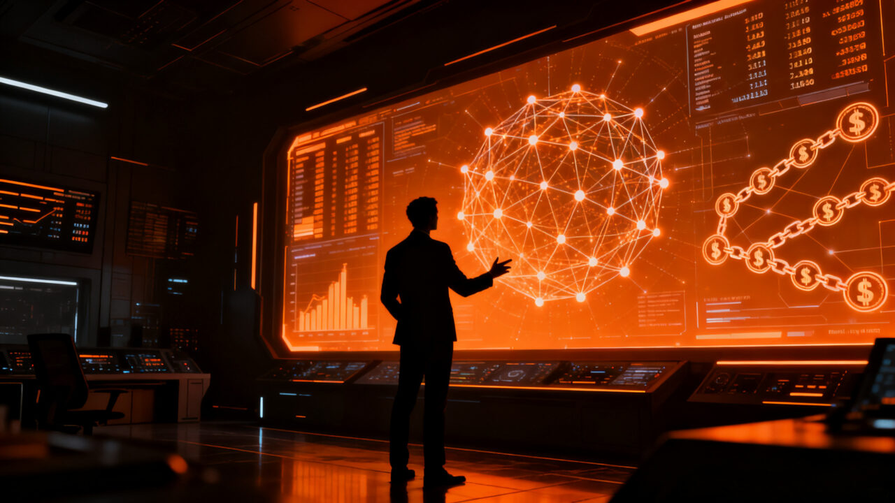 Startup de fintech interactuando con redes de tokenización e inteligencia artificial en el programa ABANCA Innova.