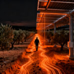 Proyecto agrivoltaico de Acesur en Jaén, integrando paneles solares sobre olivares para la transición energética agroindustrial.