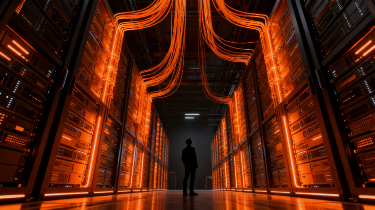 Infraestructura de centros de datos y capacidad energética para chips de IA, representando el futuro de la nube en 2027.