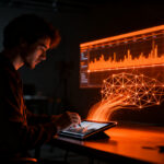 Creador de contenido editando video en tablet Android con IA generativa, representando la llegada de Adobe Premiere a dispositivos móviles.