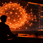Agentes de IA autónomos coordinándose en la red, representando los riesgos de seguridad y la evolución de la inteligencia artificial.
