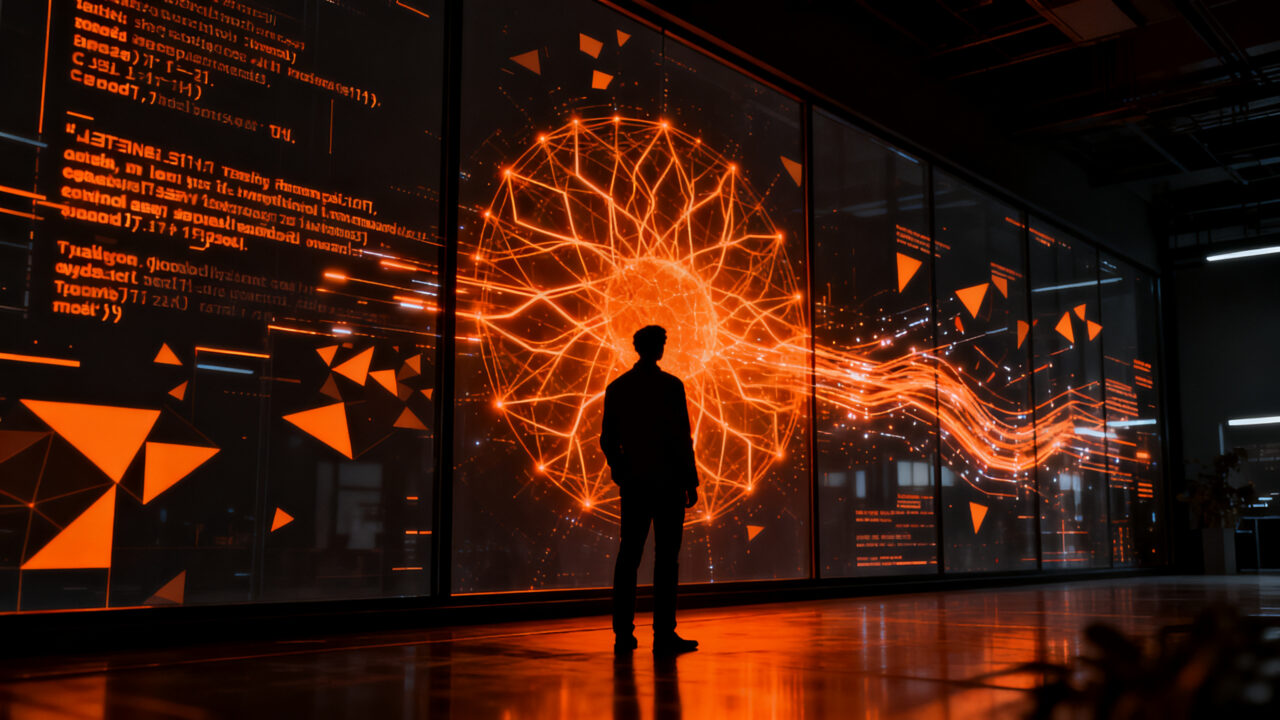 Agentes de IA desarrollando lenguaje propio en una simulación virtual, representando los riesgos y la autonomía tecnológica.