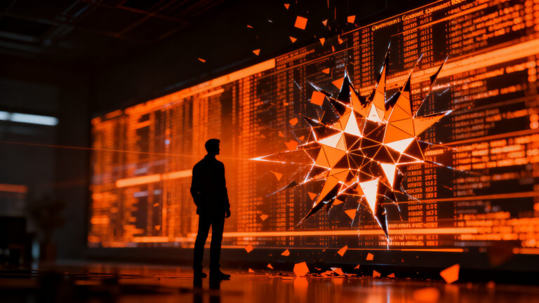 Agentes de IA autónomos interactuando con infraestructura digital, representando los riesgos de seguridad y gobernanza en la inteligencia artificial.