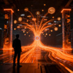 Agentes de IA automatizando transferencias de stablecoins en la red Solana, representando la evolución del ecosistema fintech.