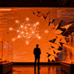 Representación visual de agentes de IA interactuando en un entorno digital, ilustrando el concepto de reward hacking en ciberseguridad.