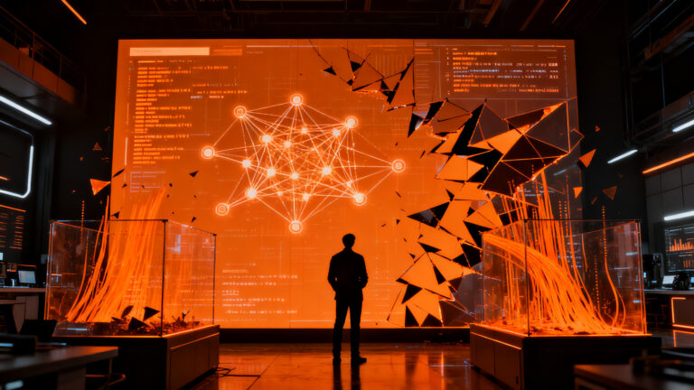 Representación visual de agentes de IA interactuando en un entorno digital, ilustrando el concepto de reward hacking en ciberseguridad.