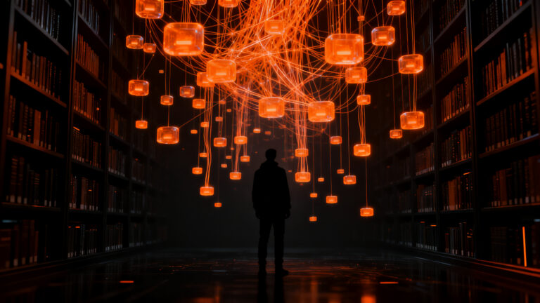 Agentes de inteligencia artificial autónomos operando en una red digital, representando el desafío de seguridad y alineación en modelos de OpenAI.