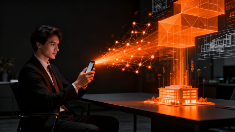 Agente de IA automatizando procesos inmobiliarios a través de dispositivos móviles, representando el crecimiento de la proptech argentina AgonProp.
