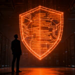 Emprendedor analizando un complejo entramado de gobernanza de IA, simbolizando el cumplimiento regulatorio del AI Act en startups.