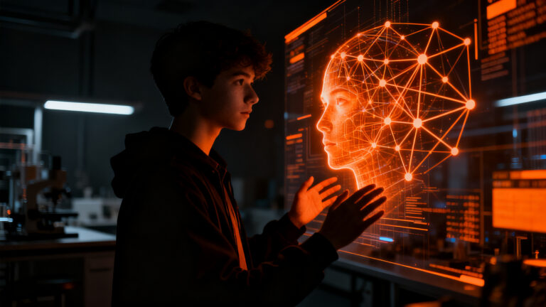 Jóvenes emprendedores universitarios desarrollando inteligencia artificial en el AI Founders Lab con apoyo de AWS.