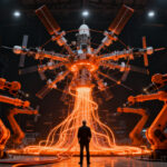 Alianza estratégica de IA física entre Tesla y SpaceX vista por Morgan Stanley, representando la integración de robótica y tecnología avanzada.