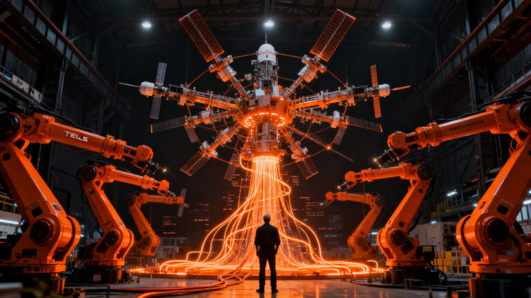 Alianza estratégica de IA física entre Tesla y SpaceX vista por Morgan Stanley, representando la integración de robótica y tecnología avanzada.