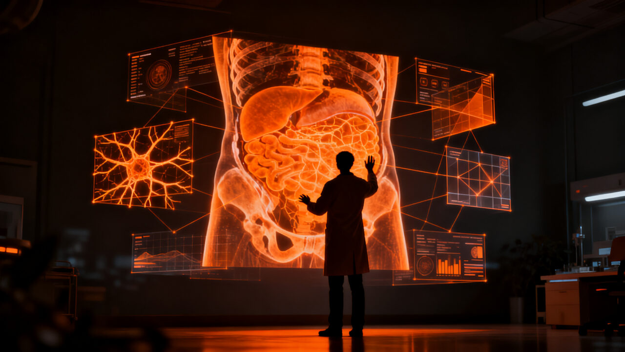 Inteligencia artificial Damo Radar de Alibaba analizando imágenes médicas TAC para diagnóstico de precisión en healthtech.