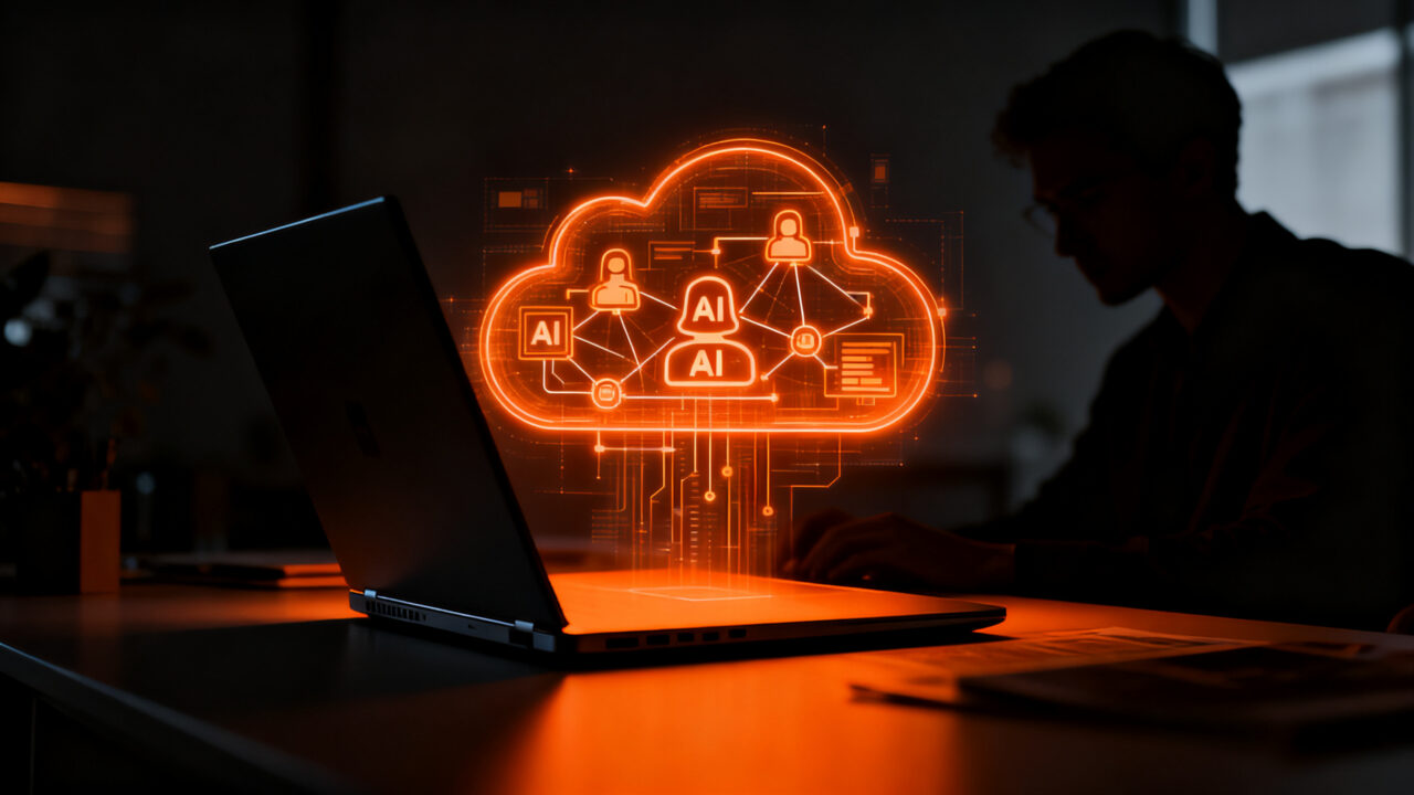 Agente de IA ejecutándose en la nube, simbolizando la automatización empresarial y la productividad con Amazon Quick.