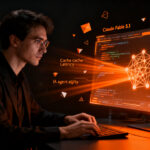 Desarrollador trabajando con modelos de IA Anthropic Claude Fable 5.1, optimización de costes y agentes inteligentes.