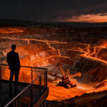 CEO de minería observando operaciones de extracción de cobre a gran escala, simbolizando inversión y crecimiento en el sector.