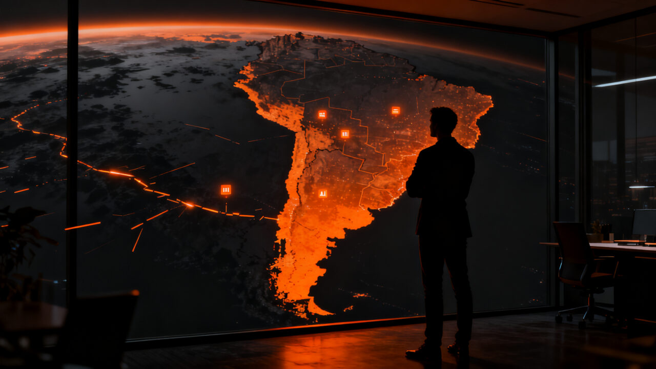 Mapa digital de Argentina con baja adopción de inteligencia artificial, analizando el ranking de Goldman Sachs sobre productividad y mercado laboral.