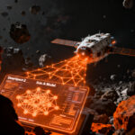 IA autónoma controlando la nave espacial DeepSpace-2 de AstroForge en el espacio profundo para minería de asteroides.