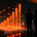 Dos inversores analizando el crecimiento de startups de IA B2B con BAG Ventures, representando el cierre de fondo de capital y éxito empresarial.