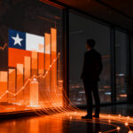 Ejecutivo financiero observando gráficos de mercado de capitales en Chile, representando el impulso positivo de la reforma.