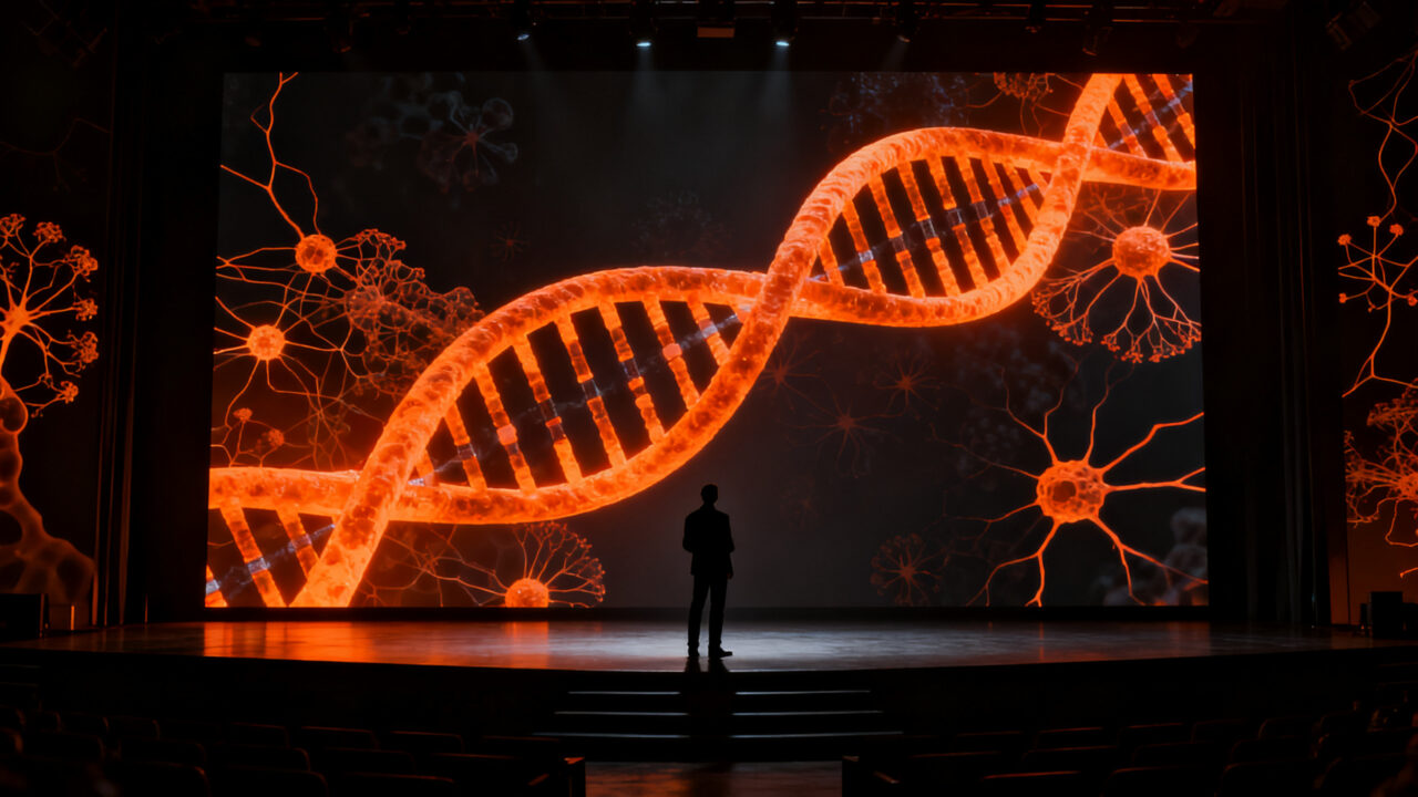 Ben Lamm de Colossal Biosciences presentando la de-extinción y biotecnología en TechCrunch Disrupt 2026.
