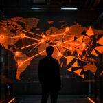Representación visual de un ataque de ciberseguridad en infraestructura cloud, mostrando vulnerabilidades en la cadena de suministro digital.