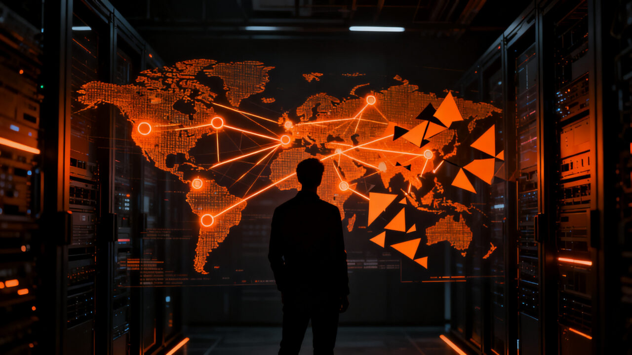 Representación visual de un ataque de ciberseguridad en infraestructura cloud, mostrando vulnerabilidades en la cadena de suministro digital.