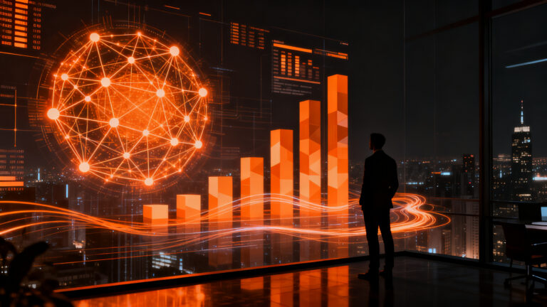 Inversor analizando el mercado financiero, tasas de interés y el impacto de la inteligencia artificial en el ecosistema startup.