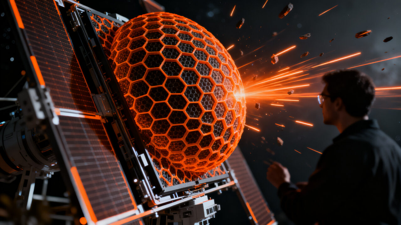 Escudo protector de satélites inspirado en cáscaras de huevo para reducir el impacto de basura espacial.