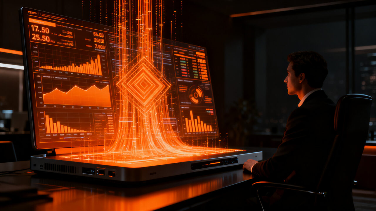 Estructura de datos financieros y terminal Bloomberg representando el modelo de negocio B2B de alta gama.