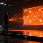 Convocatoria BNEW 2026 para startups tecnológicas en Barcelona, mostrando a emprendedores preparándose para su pitch frente a un entorno industrial futurista.