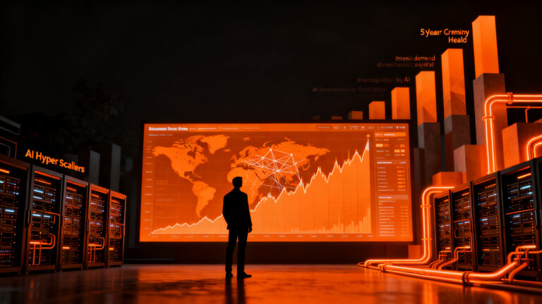 Gráfico financiero de bonos del Tesoro y gasto en IA, representando la competencia por el capital global en el ecosistema startup.