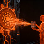 Agente de IA realizando pagos autónomos en la red Cardano, representando la integración de x402 y micropagos para tecnología machine-to-machine.